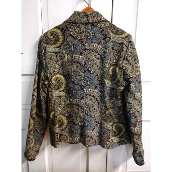 Harvé Benard Womens Paisley Print Cotton Blend Blazer Jacket Size 12 Multicolor - Picture 2 of 8